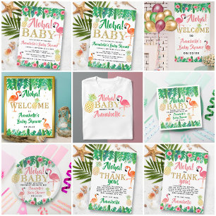 Tropical Summer Beach Luau Boys Baby Shower Book Enclosure Card