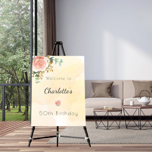 50th birthday floral rose gold eucalyptus greenery invitation