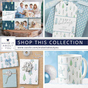 Modern Winter Christmas Forest Trees Personalized Apron