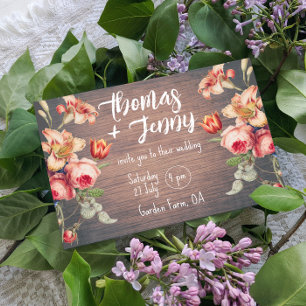 Carte De Placement Vintage Floral Rustic Farm Mariage