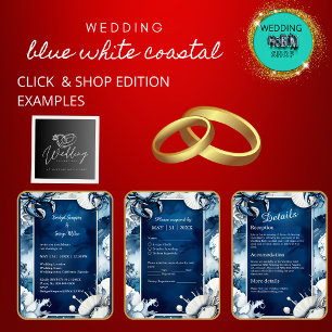 bleu & blanc côtier vibe programme de mariage & me