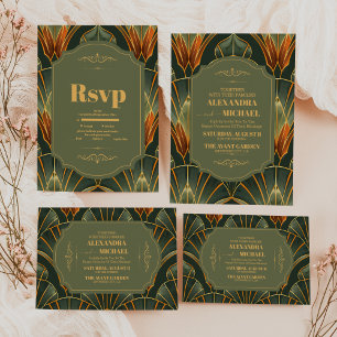 Olive Green Elegant Ornate Vintage Wedding Save The Date