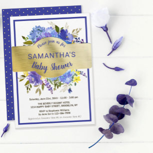 Invitation Élégant Baby shower de bannière en or violet