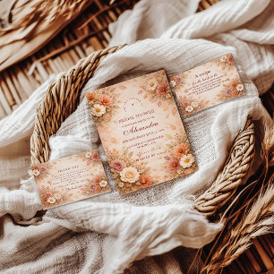 Warm Autumn Floral Bridal Shower Thank You Card