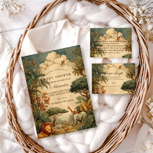 Safari Foliage & Friends Baby Showe Diapper Raffle Enclosure Card