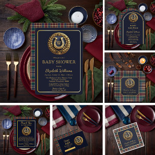 Preppy Equestrian Horseshoe Blue Books for Baby Enclosure Card