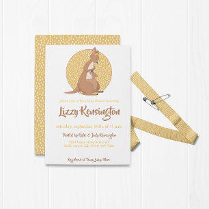 Kangaroo Baby Shower Blue Pattern Invitation