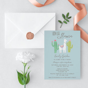 Ooh La Llama Baby Shower cute pink & brown simple Invitation
