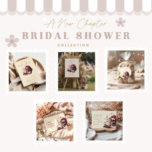 A new chapter begins gothic bridal shower invitation