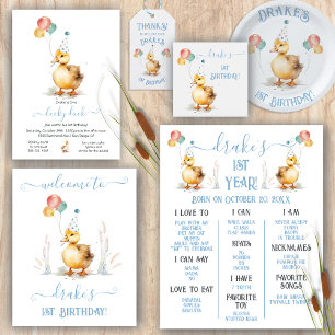 Lucky Duck 1st Birthday Party Invitation