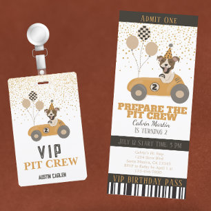 Race Car Dog Boys 2nd Birthday Party Ticket Invite