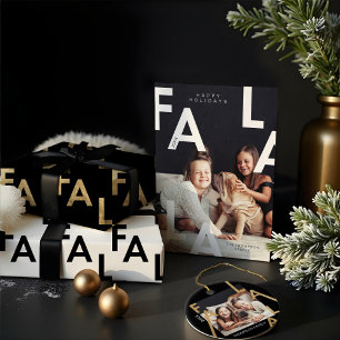 FA LA LA Bold Letters Modern Minimal Black & Gold Wrapping Paper Sheet