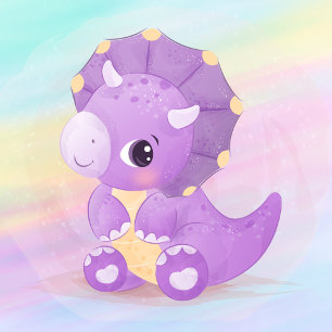 Invitation Joli Dinosaure violet Arc-en-ciel Baby shower Invi