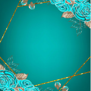 Turquoise Roses Gold Geometric Wedding
