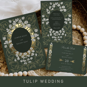 Golden Elegance Art Nouveau Save the Date Card
