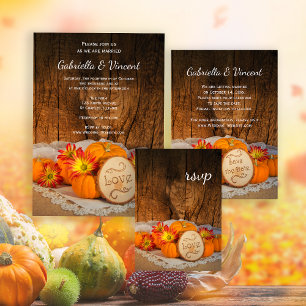 Rustic Pumpkins Fall Barn Wedding Magnetic Invitation