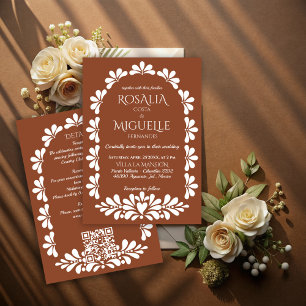 Talavera terracotta boho arch Mexican wedding Save The Date