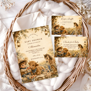 Invitation Baptême de bébé garçon Western Boho intemporel