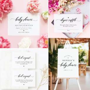Classic Elegant Calligraphy Twin Baby Shower Invitation