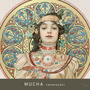 Foil Wedding Invitation Card Art Nouveau by Mucha
