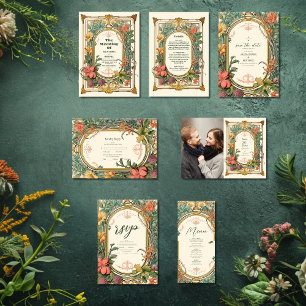 Vintage Floral Art Nouveau Wedding Enclosure Card