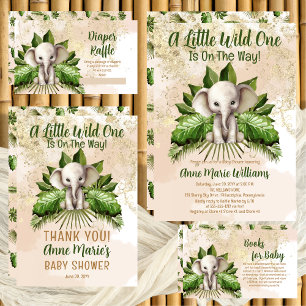 Elephant Little Wild One Is On The Way Baby Shower Invitation