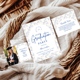 Classic Porcelain Blue Graduation Party RSVP Card