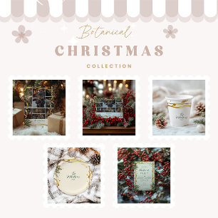 Photo Gold Ribbon Rustic Christmas Holiday Card