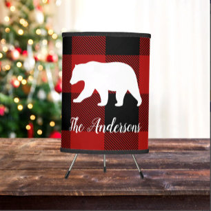 Red Buffalo Plaid & Bear   Personal Name Gift Paper Plate