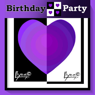 B&W Purple Hearts Beating Confetti