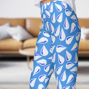 Modern Yellow and Blue Flick Pattern Leggings