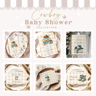 Little Cowboy Modern Western Rodeo Baby Shower Invitation