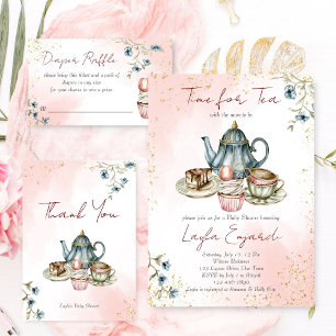 Time for tea baby shower tea party  invitation