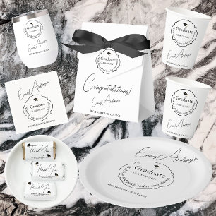 Elegant Black White Graduation Return Address