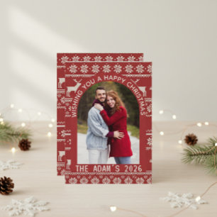 Christmas Arch Nordic Reindeer Personalized Photo Holiday Card