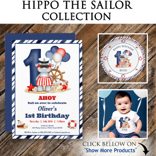 Nautical Sailor 1st Birthday Party Boy Invitation