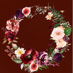 Burgundy And Tan Rustic Wildflowers Wedding Invitation