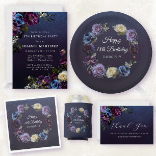 Moody Purple Flowers 18th Birthday Thank You Card