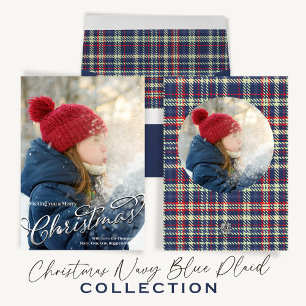 Merry Christmas Navy Blue Cute Calligraphy Script  Classic Round Sticker
