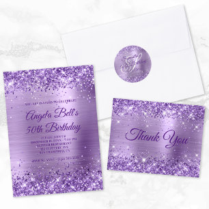 Invitation Faux Sparkly Parties scintillant royale violet et 