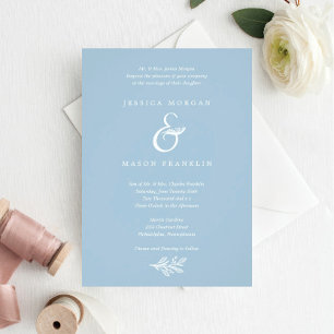 Rustic Dusty Blue Wedding Invitation