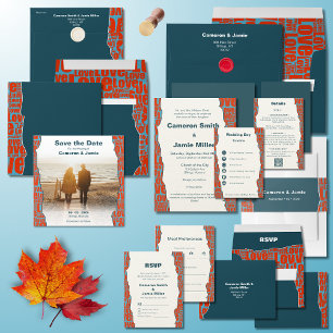 Red Blue Wedding Colour Palette Enclosure Card