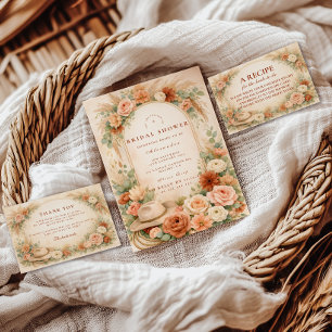 Rustic Floral Boots Western Bridal Shower Thank You Card