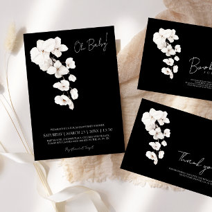 Elegant Black White Orchids Floral Baby Shower Favor Box