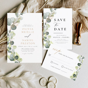 Eucalyptus Rustic Wedding RSVP Invitation