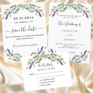 Invitation Magnétique Lavande verdure violet luxe réception de mariage