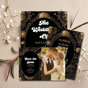 Photo Celestial Black Gold Wedding Save The Date