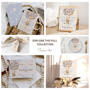 Macaron Rond 2,50 Cm Bear Balloons Bearly Wait Bébé Garçon Douche