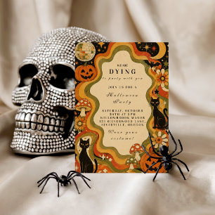 Invitation Fête d'Halloween Rétro Élégante et Groovy