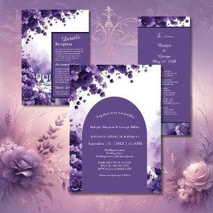 Carte D'accompagnement Mariage de la tour Eiffel Floral Lavender